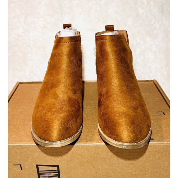 Journee Collection Womens Rimi Bootie Vegan Suede Ankle Boot - Camel - Size 6 - Picture 4 of 10